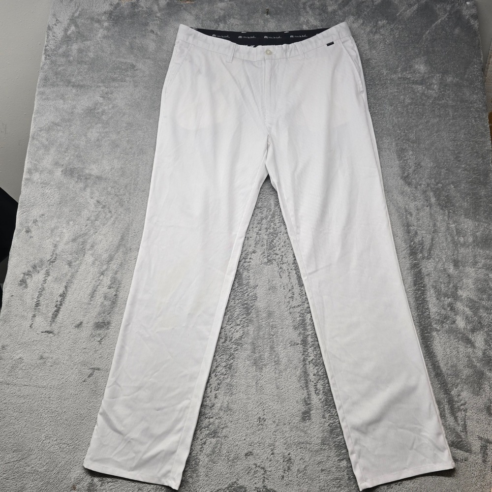 Travis Mathew Golf Pants Mens 38x34 White Micro Stripe Performance Stretch